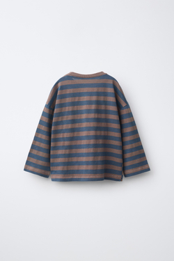 ZARA ФУТБОЛКА В ПОЛОСКУ, КОРИЧНЕВЫЙ
