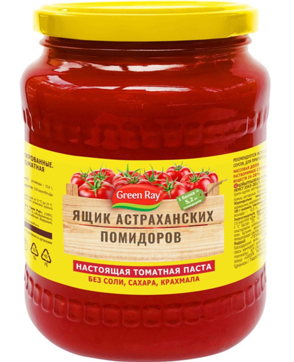 Томатная паста Ящик Астраханьских помидоров с/б 490грг