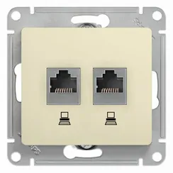 Розетка компьютерная RJ45 + RJ45 Cat 5e Systeme Electric Glossa Бежевый GSL000285KK