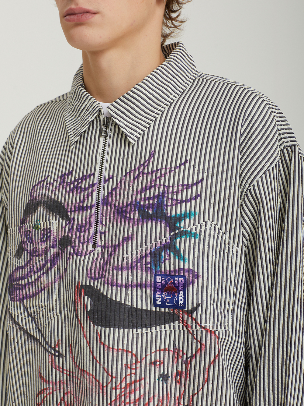 Мужская Рубашка Angel Striped Half Zip