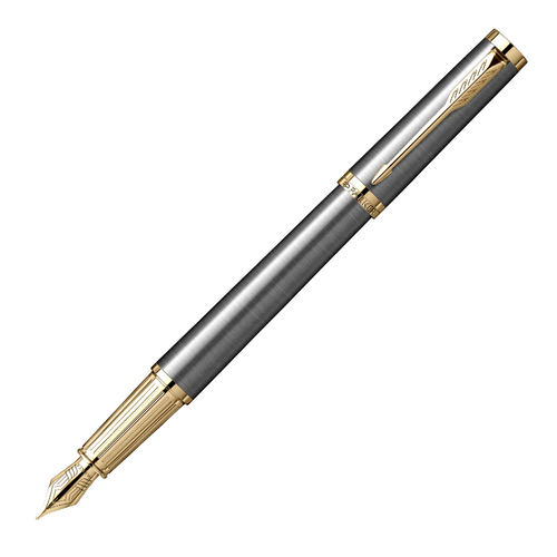 Перьевая ручка Parker Ingenuity Grey Core GT, перо: F (2 картриджа black и blue) в подарочной коробке