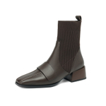 MINGRENYANSE Cow Leather Ankle Boots 4.5cm Women"s