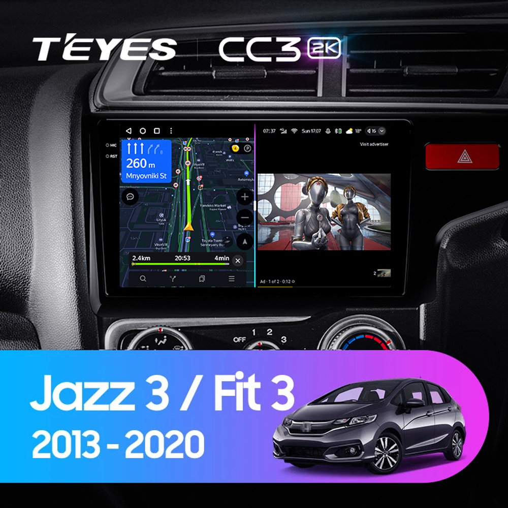 Teyes CC3 2K 10,2"для Honda Fit, Jazz 3 2013-2020 (прав)