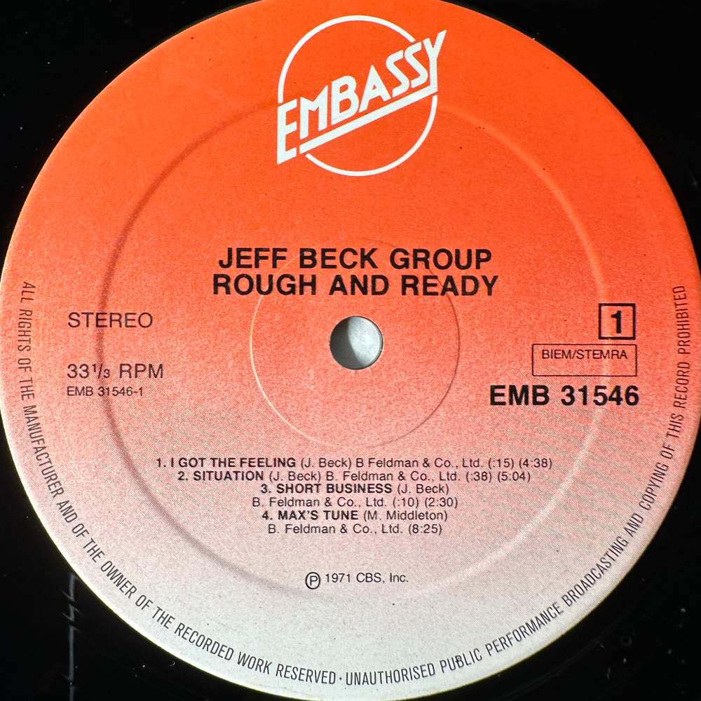 Jeff Beck Group – Rough And Ready (Европа 1977г.)