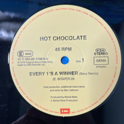 Винтажная виниловая пластинка LP Hot Chocolate Every 1's A Winner (Sexy Remix) (Германия 1987) (45 RPM, Maxi Single)