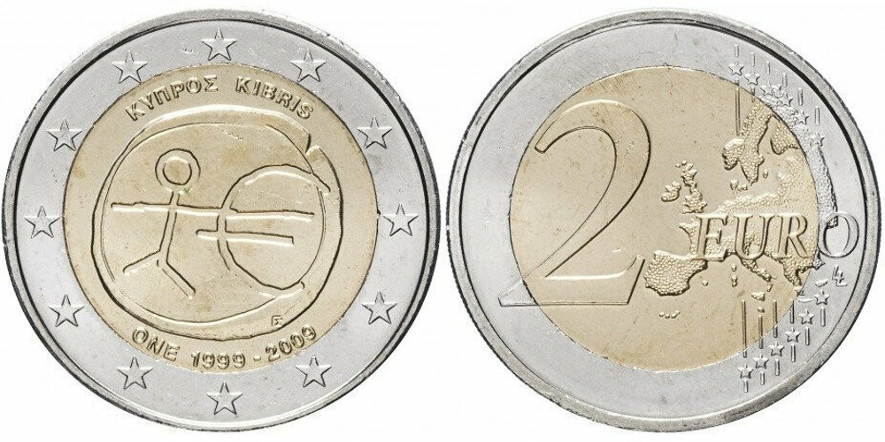 Кипр 2 евро 2009 10 лет монетарной политики ЕС (EMU) и введения евро aUNC