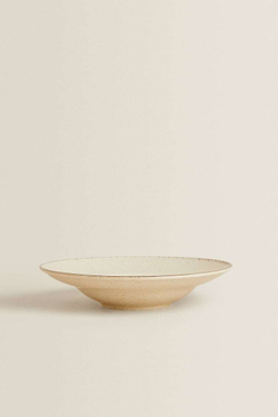 ZARA HOME ФАРФОРОВАЯ ТАРЕЛКА ДЛЯ МАКАРОН СО СТАРИННОЙ ОТДЕЛКОЙ, СВЕТЛО-БЕЖЕВЫЙ
