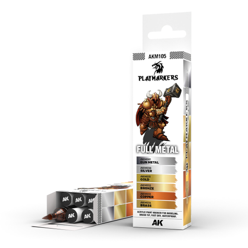 Набор Акриловых маркеров с кистью Playmarkers set - Full Metal