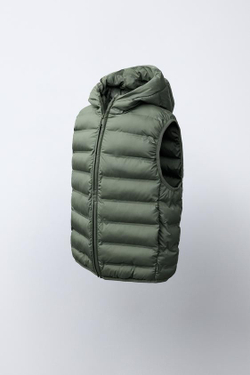 ZARA ЛЕГКИЙ ЖИЛЕТ С КАПЮШОНОМ WATER REPELLENT, ХАКИ