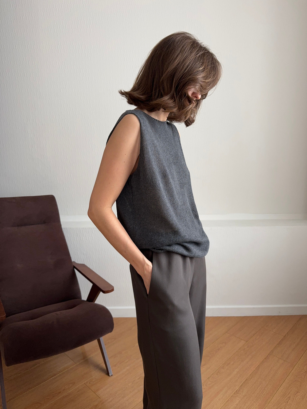 топ PE cotton grey