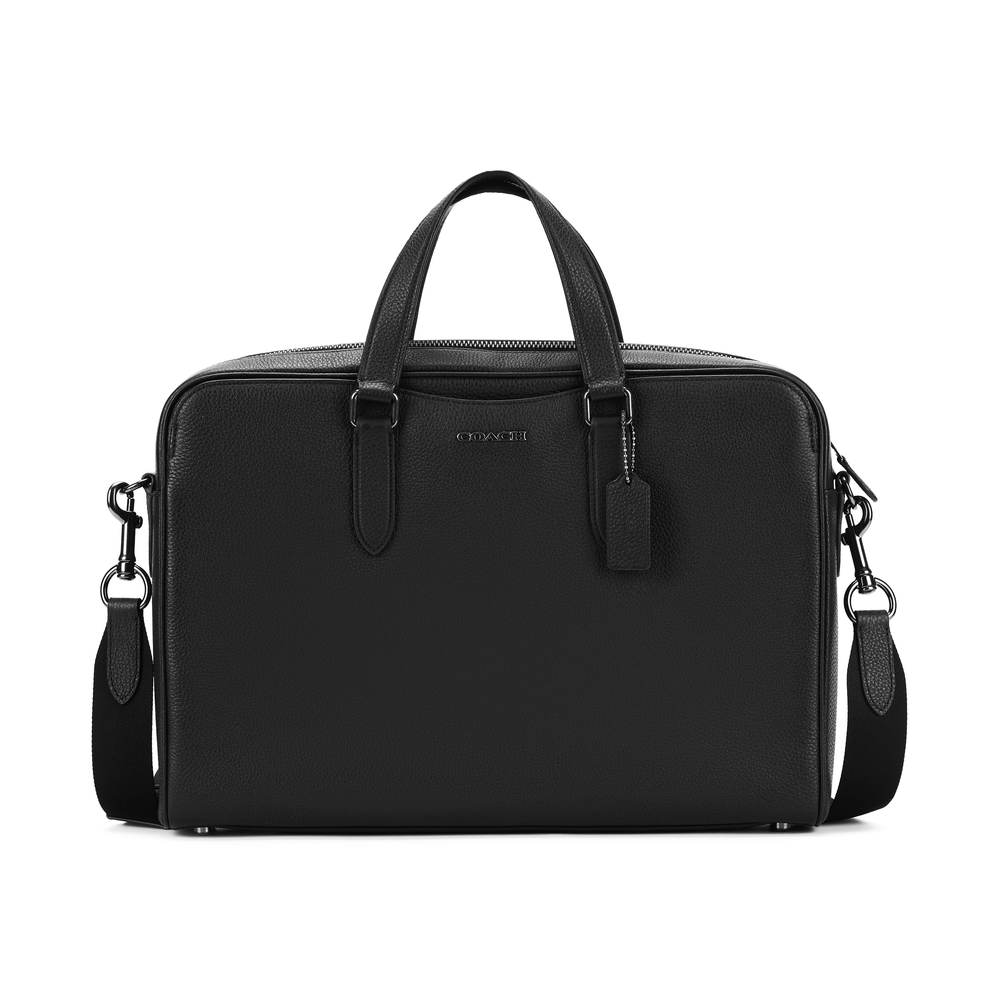 COACH Graham Pebbled Leather Handbag, Shoulder Bag, Crossbody Bag, Laptop Bag, Briefcase Large Men"s Black