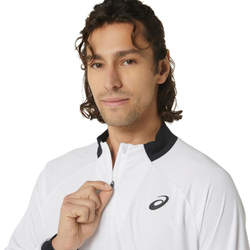 Мужская теннисная футболка Asics Men Court 1/2 Zip Long Sleeve Top - brilliant white