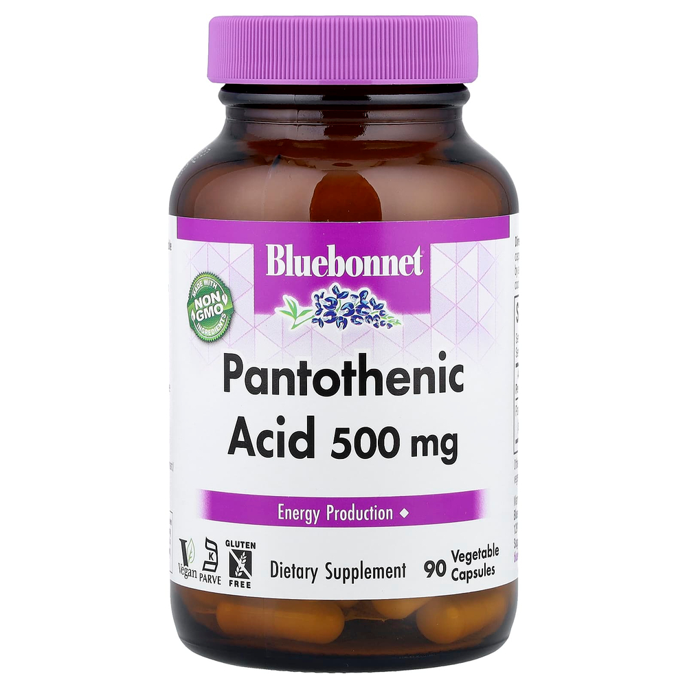 Bluebonnet Nutrition, Пантотеновая кислота, 500 мг, 90 растительных капсул