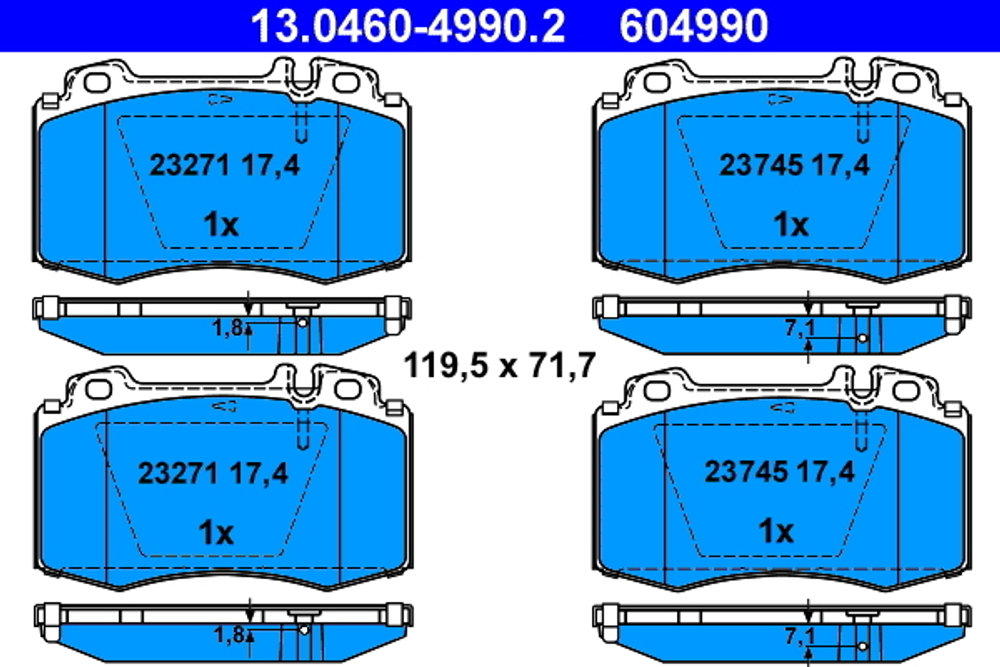 ATE - 13046049902-ATE - Brake Pad Set, disc brake