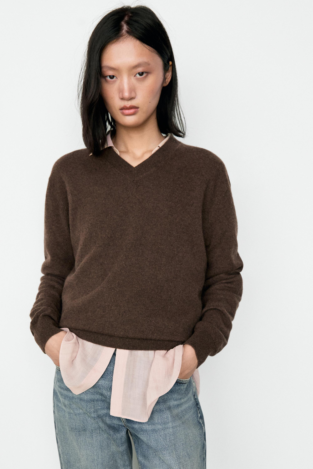 Massimo Dutti Свитер из 100% кашемира, табачный