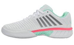 Женские теннисные кроссовки K-Swiss Express Light 3 Clay — белый/неоновый мятный/неоновый пастельно-розовый