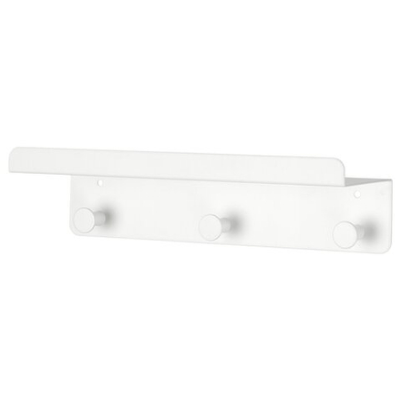 IKEA ENUDDEN  (ИКЕА ЕНУДДЕН)  -  Настенная полка с 3 крючками - белый 30х8 см