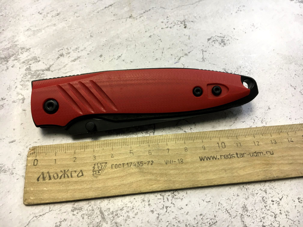 Раскладной нож Shot, D2 Black Stonewash Red