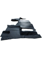 Ковры 3D FAW J7 (экокожа, черный, синяя строчка)