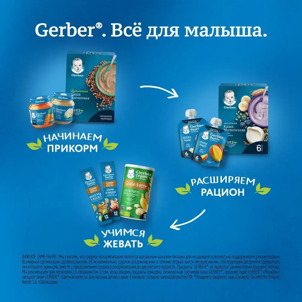Каша Gerber молочная мультизлаковая с яблоком и малиной с 6 месяцев 180 г