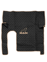 Ковры MAN TGX с 1-м ящиком (механика) (экокожа, черный, бежевый кант, бежевая вышивка)