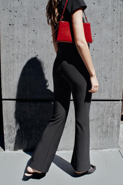 ZARA БРЮКИ FLARED С ПОЯСОМ, ЧЕРНЫЙ