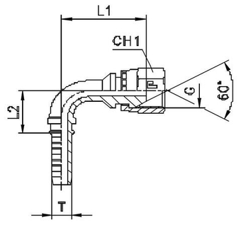 Фитинг DN 12 BSP (Г) 3/4 (90)