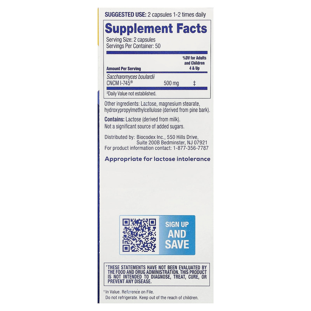 Florastor, Dual Action Probiotic Supplement, 100 Vegetarian Capsules (250 mg pr Capsule)