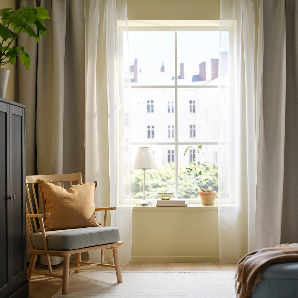 IKEA TERESIA  (ИКЕА ТЕРЕСИА)  -  Тюль, 2 шт. - белый/на кулиске 145х300 см