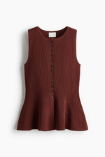 Жилет в резинку с баской - H&M
