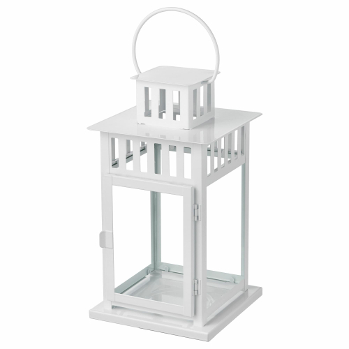 Подсвечник фонарь IKEA BORRBY (БОРБЮ), Белый, Металл, 28 см