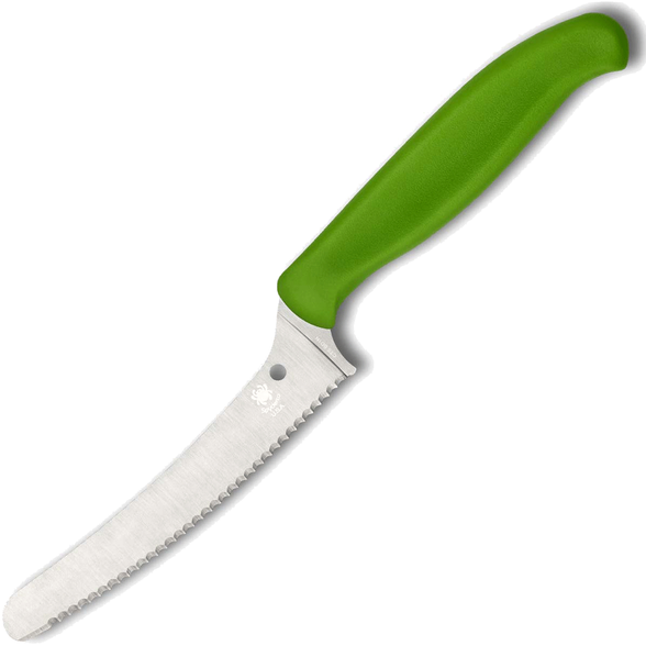 Цена наУниверсальный кухонный нож Spyderco Z-Cut Offset Kitchen, сталь CTS™ - BD1 Alloy, рукоять зеленый полипропилен