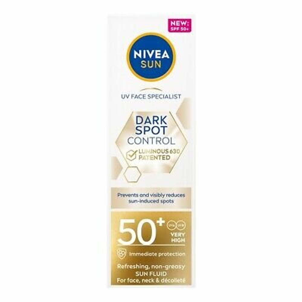 NIVEA SUN  Солнцезащитный крем-флюид для лица Dark  Spot Control SPF 50+, 40 мл ( из Финляндии )