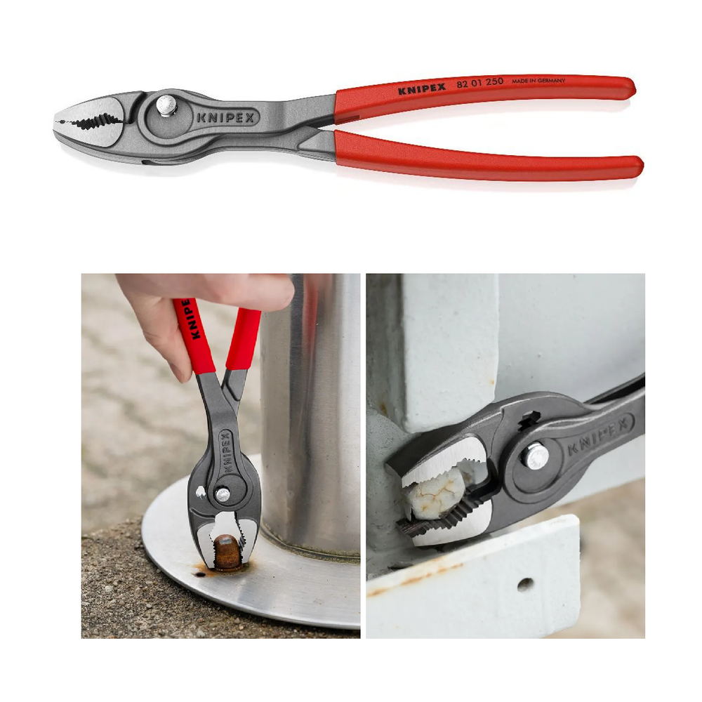 Клещи с фронтальным и боковым захватами KNIPEX TwinGrip 250 мм, зев 5-27 мм, обливные ручки, в блистере KN-8201250SB