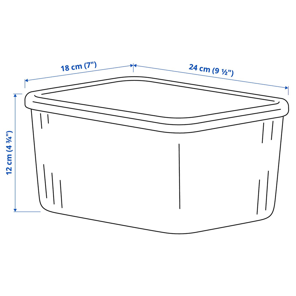 IKEA RYKTA  (ИКЕА РИКТА)  -  Контейнер с крышкой - прозрачный серо-синий 18х24х12 см/3.5 л