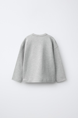 ZARA ОДНОТОННАЯ ФУТБОЛКА ИЗ ИНТЕРЛОКА, СЕРЫЙ МЕЛАНЖ