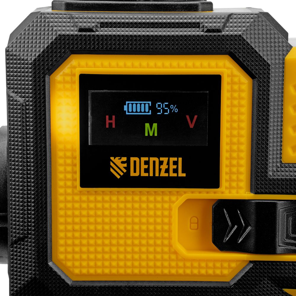 Лазерный уровень мультипризменный Denzel DLV-360-4C, 30 м, зеленый луч, Li-Ion 2,4 Aч, кейс