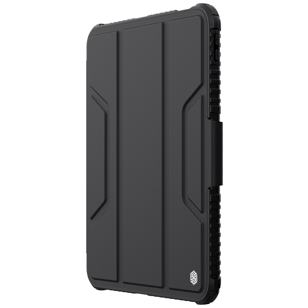 Чехол книжка черного цвета от Nillkin для iPad 10.9 с 2022- года и iPad 11 (A16) с 2025-, серия Bumper Pro, с защитной шторкой для камеры