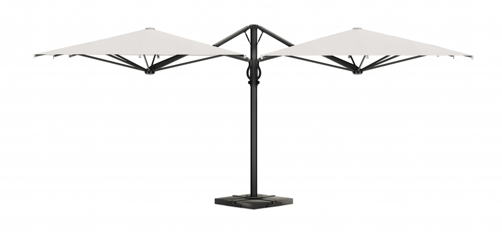 Зонт профессиональный двухкупольный 2.9х6 м Scolaro Galaxia Dual V Carbon, антрацит, серебристо-серый