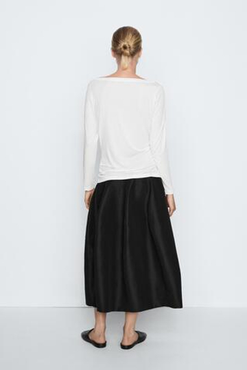 Massimo Dutti Футболка с длинными рукавами - STUDIO, натуральный/кремовый