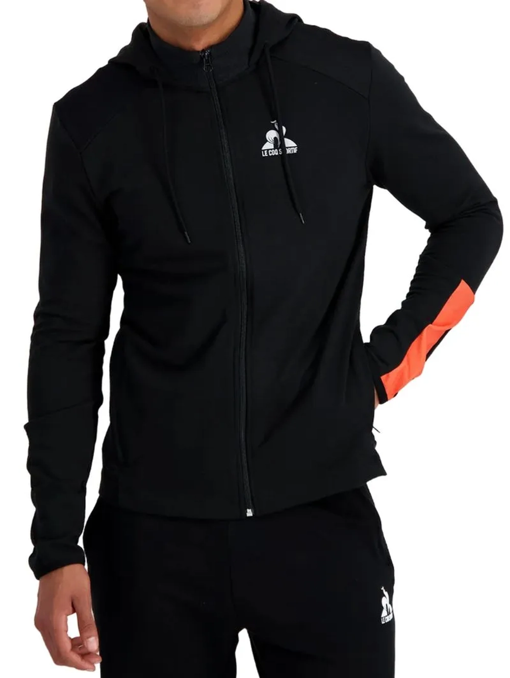 Куртка теннисная Le Coq Sportif Training SP Full Zip Hoody N°2 M - black/orange perf