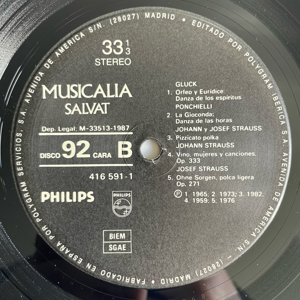 Винтажная виниловая пластинка LP Сборник Классических Балетов Musicalia 92. Ballet Y Danzas (III) (Испания 1987)