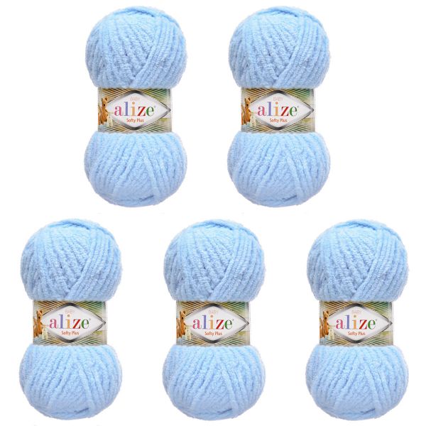 Пряжа Alize (Ализе) Softy Plus / уп.5 мот. по 100 г, 120м, 183 светло-голубой A