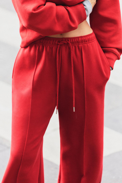 ZARA БРЮКИ ИЗ ИНТЕРЛОКА СО ШВАМИ, КРАСНЫЙ