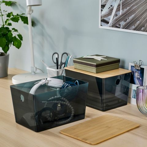 Контейнер с крышкой IKEA KUGGIS (КУГГИС), Бамбук, Черный, 18x26x15 см