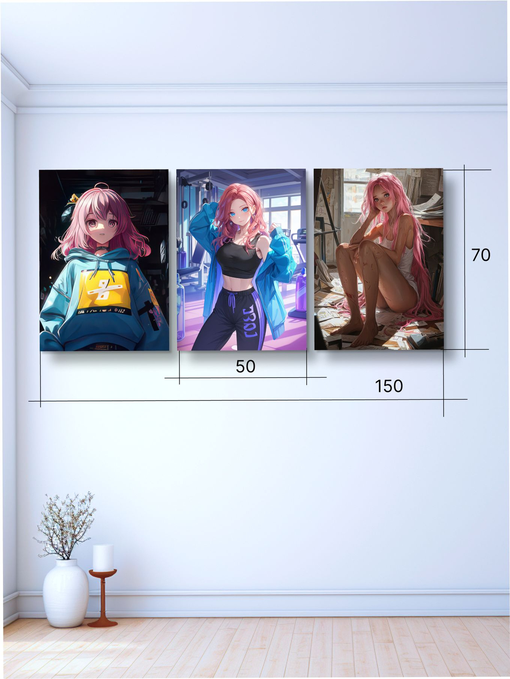 Картина Ночная луна модульная 50x70см 3шт.