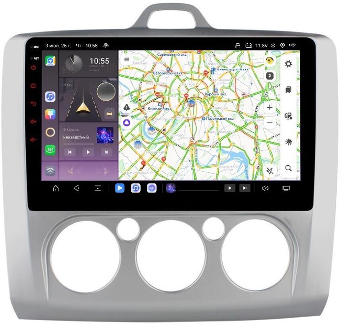 Магнитола для Ford Focus II 2004-2011 (кондиционер) - Kuberg OL-9201-M QLed, Android 13, Быстрейшая, CarPlay, SIM-слот