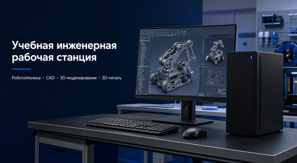 Рабочая станция для инженерного творчества и CAD-проектирования в школе - Ryzen 7 64Гб 2Тб RTX 5070 27″ 4K Рабочая станция для инженерного творчества и CAD-проектирования в школе - Ryzen 7 64Гб 2Тб RTX 5070 27″ 4K