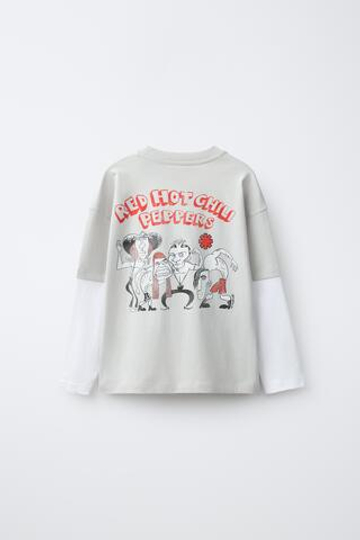 ZARA ДВУХСЛОЙНАЯ ФУТБОЛКА RED HOT CHILI PEPPERS ®, ЦВЕТ ЛЬДА