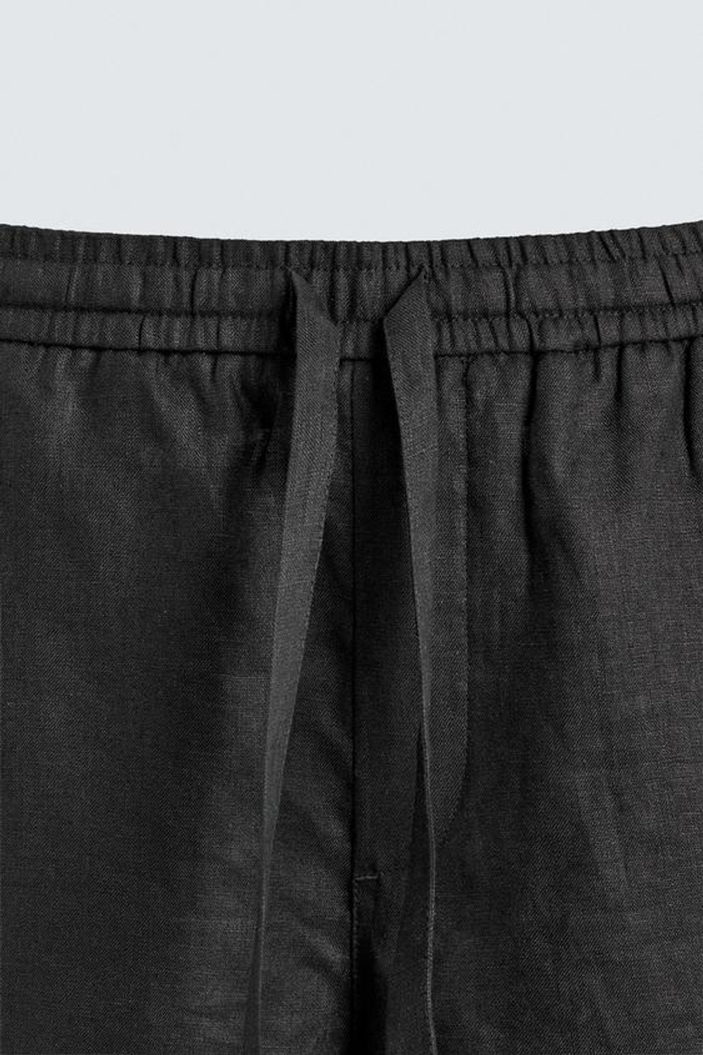 ZARA БРЮКИ RELAXED FIT ИЗ 100% ЛЬНА, ЧЕРНЫЙ